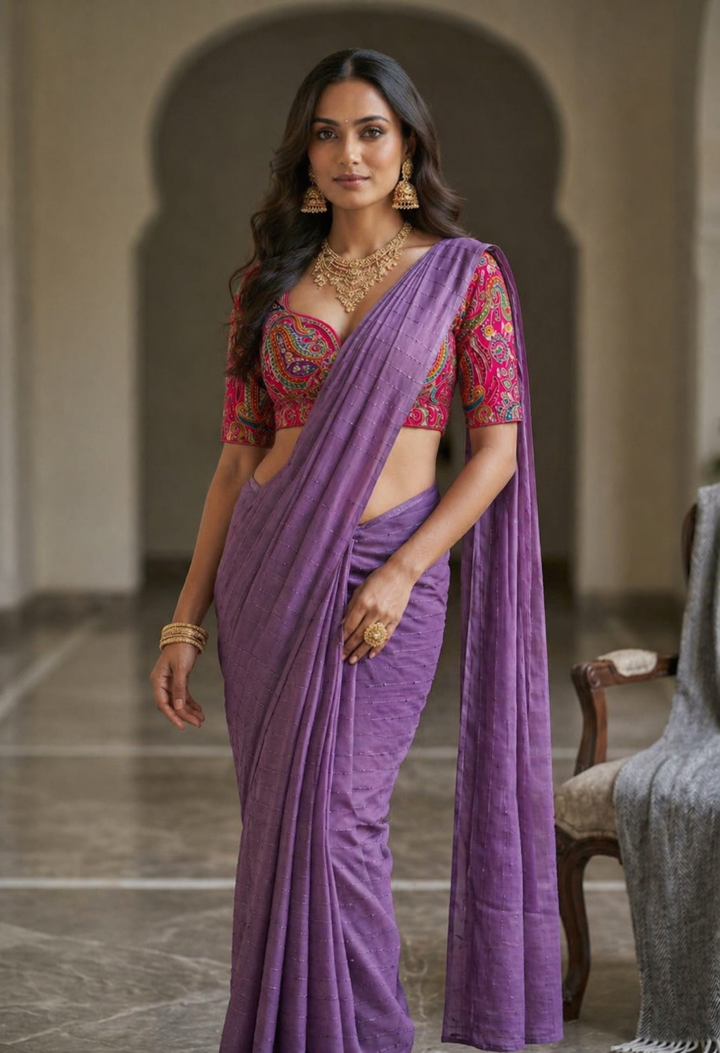 Vichithra silk saree- purple