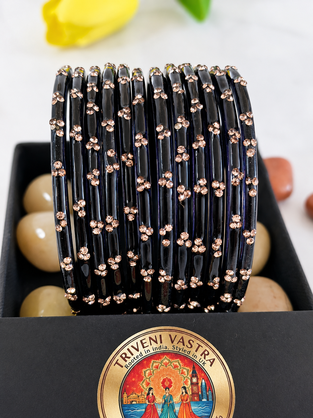 Glass bangles -Black (2.6)