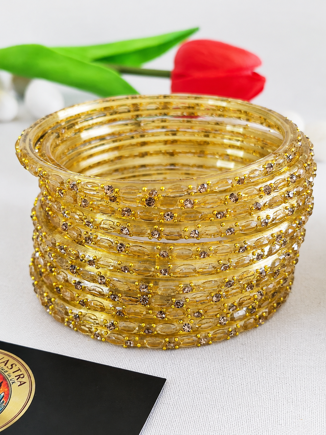 Glass bangles- Golden (2.8)