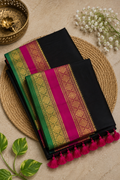 Mulcotton Saree Black
