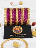 Glass bangles - purple & golden (2.8)