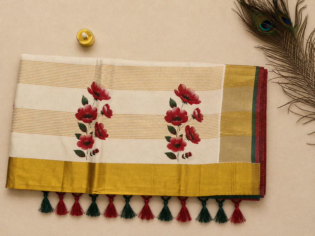 Settu saree with flower design