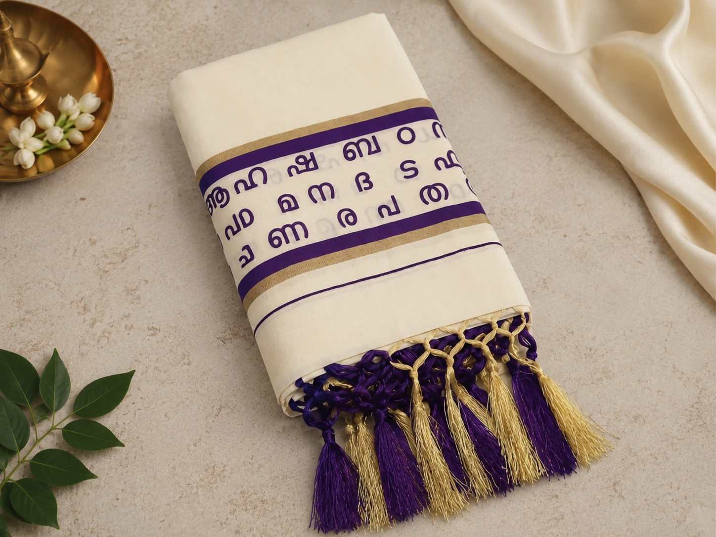 Settu saree with malayalam letters