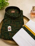 Green Shirt (XL) with maching Mundu (dhoti)