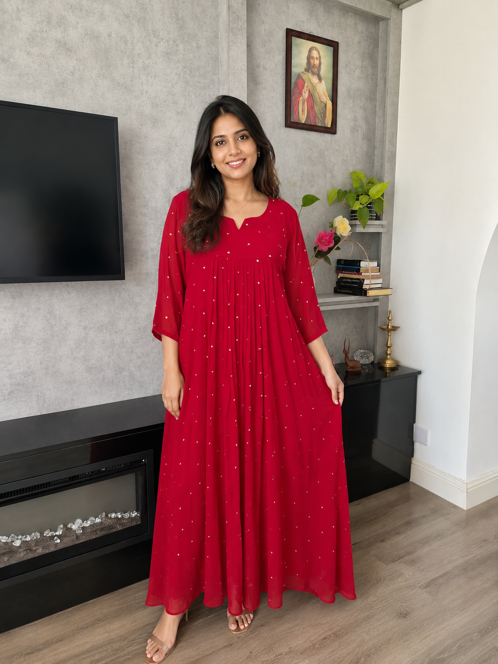 A line Dress/ kurthi - Redish Maroon