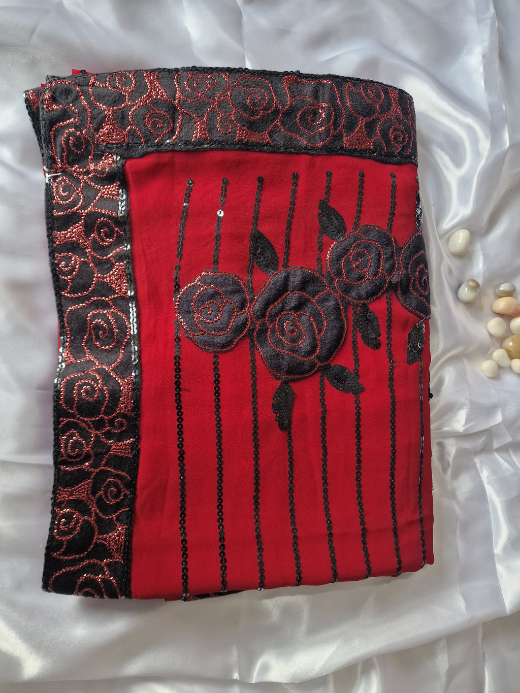 Redish brown  Sequin-Embellished Georgette Saree