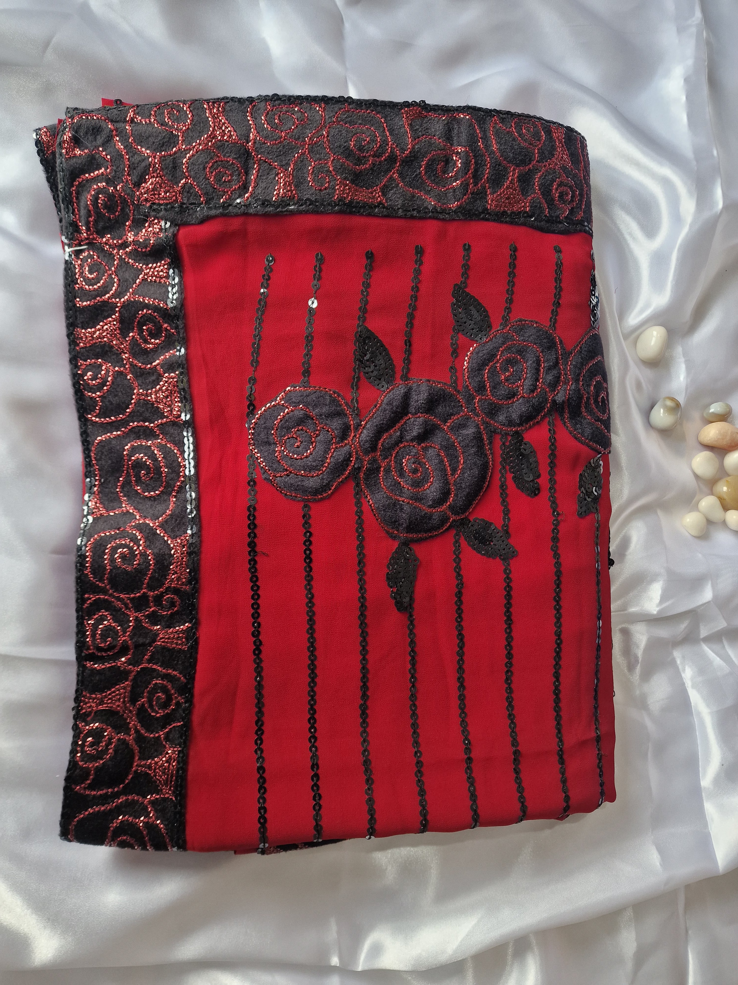Redish brown  Sequin-Embellished Georgette Saree