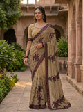 Biege Sequin-Embellished Georgette Saree